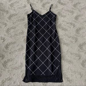 NWOT 1. STATE Women's Windowpane Slip Dress size Small in Black & White